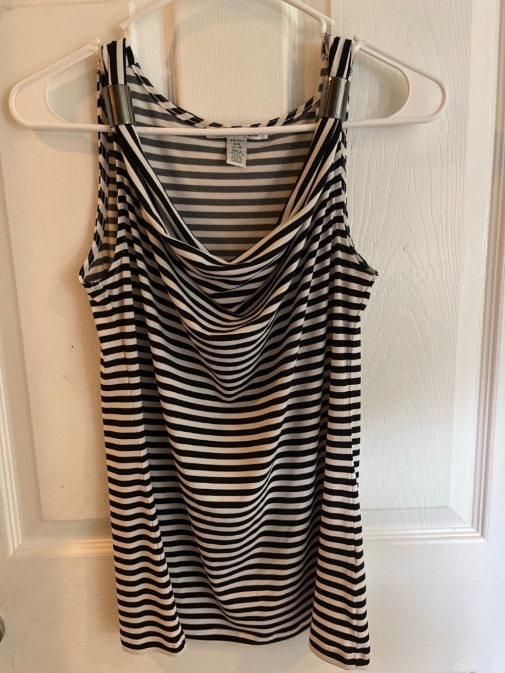 Kenneth Cole New York Black & White Striped Cowl Neck Top XS